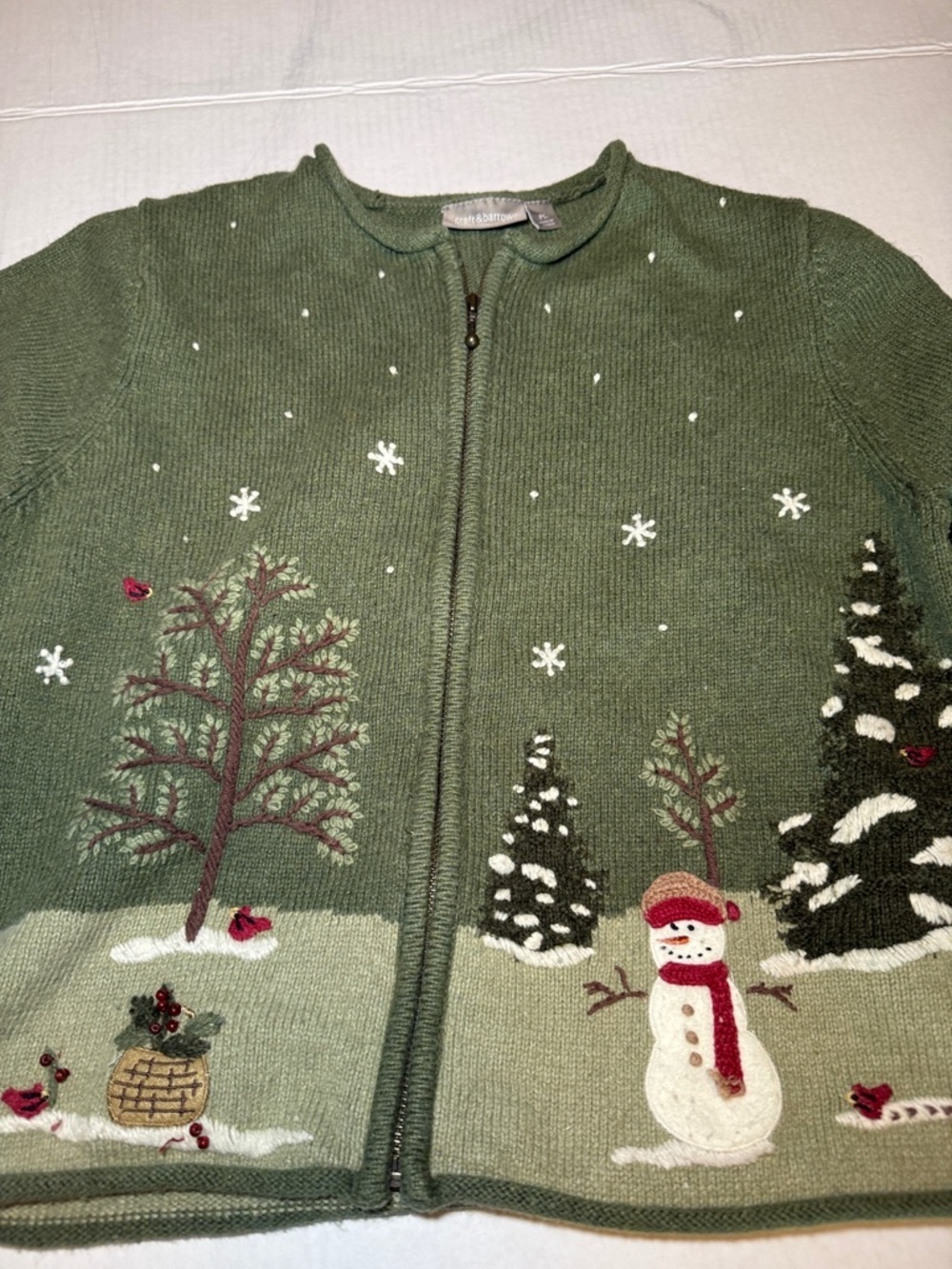 Croft & Barrow Christmas Zip-Up Cardigan Jacket Size Petite Large - Picture 9 of 9